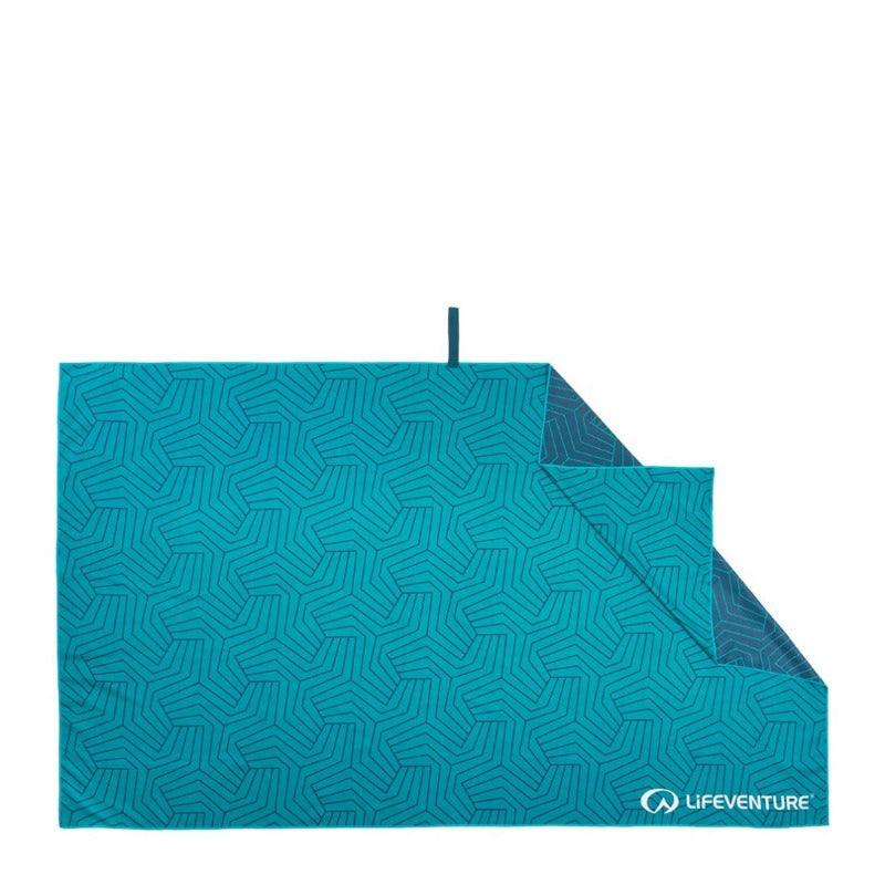 Lifeventure Geometric Teal Recycled SoftFibre Trek Towel - Giant, Trek Towel, - Outdoor Kuwait