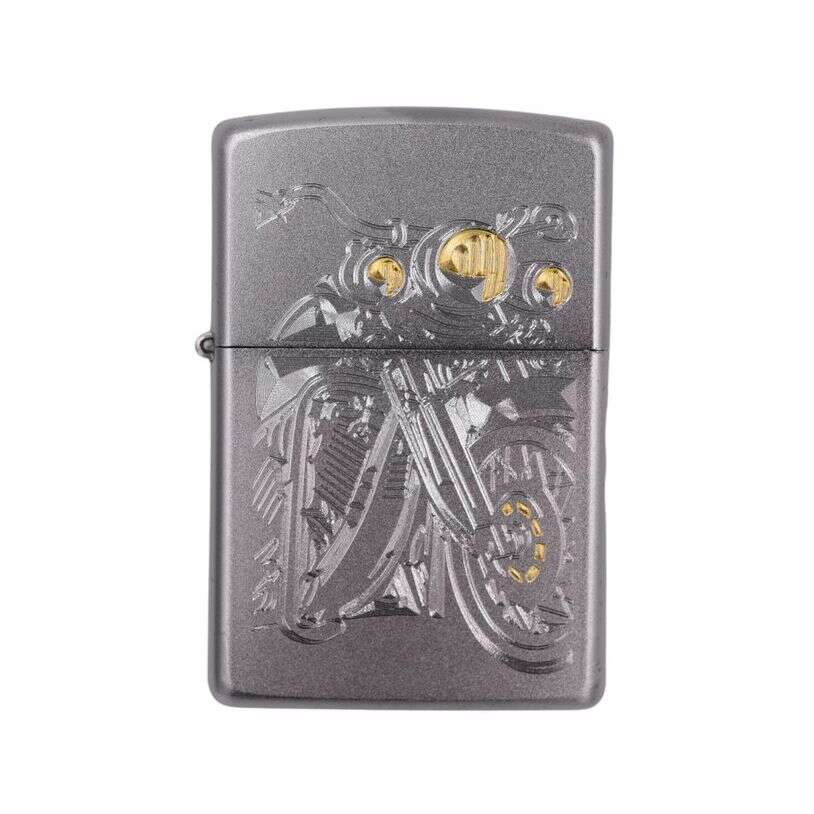 Zippo Satin Chrome Motorcycle Windproof Lighter, Lighters & Matches,    - Outdoor Kuwait