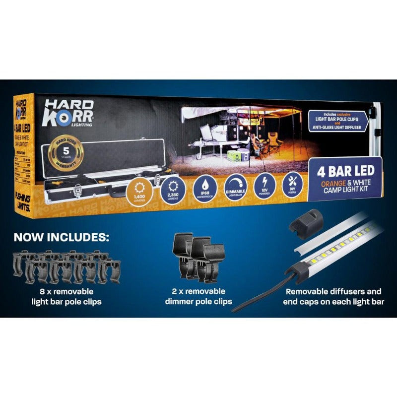 Hardkorr Tri-Colour  LED Camping Light Kit - 4 Bars, Camping Lights & Lanterns,    - Outdoor Kuwait