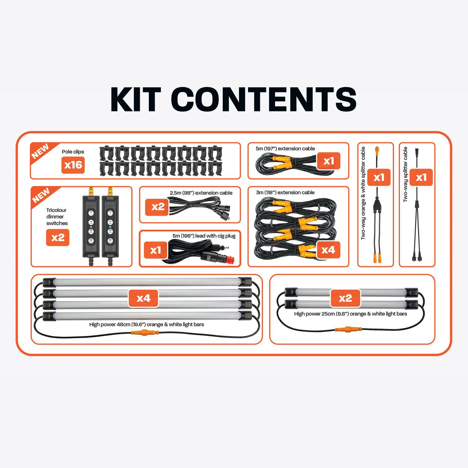Hardkorr Tri-Colour LED Camping Light Kit - 6 Bars, Camping Lights & Lanterns,    - Outdoor Kuwait