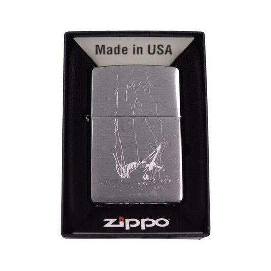 Zippo Brush Finish Chrome Ship On The High Seas Windproof Lighter, Lighters & Matches,    - Outdoor Kuwait