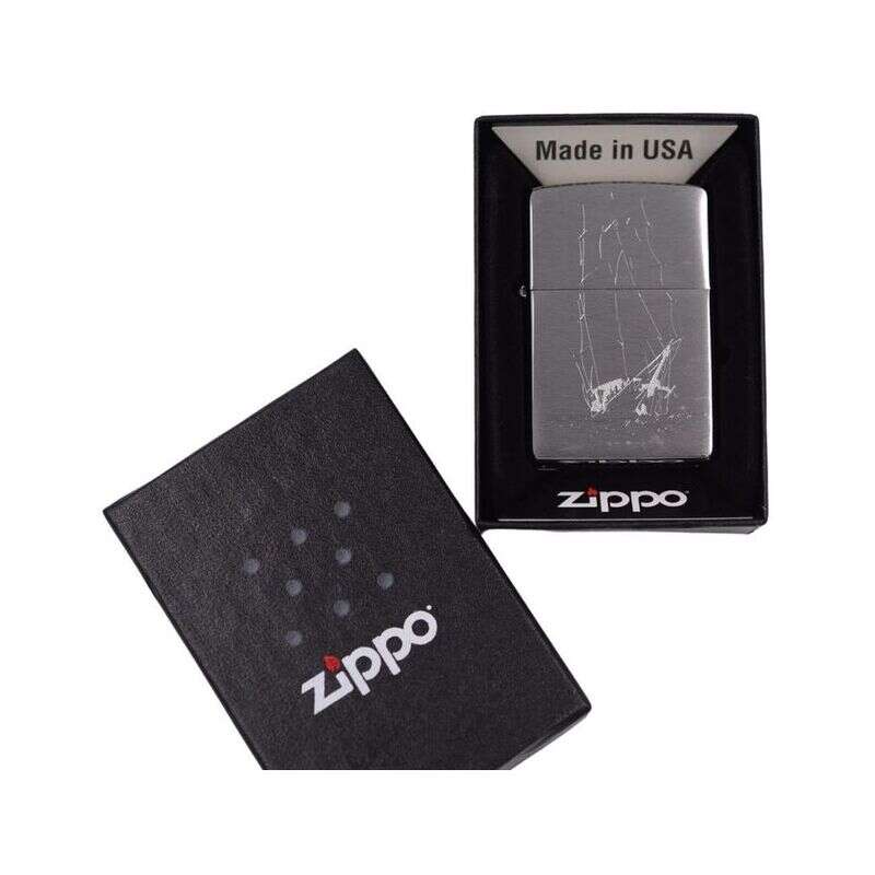 Zippo Brush Finish Chrome Ship On The High Seas Windproof Lighter, Lighter, - Outdoor Kuwait