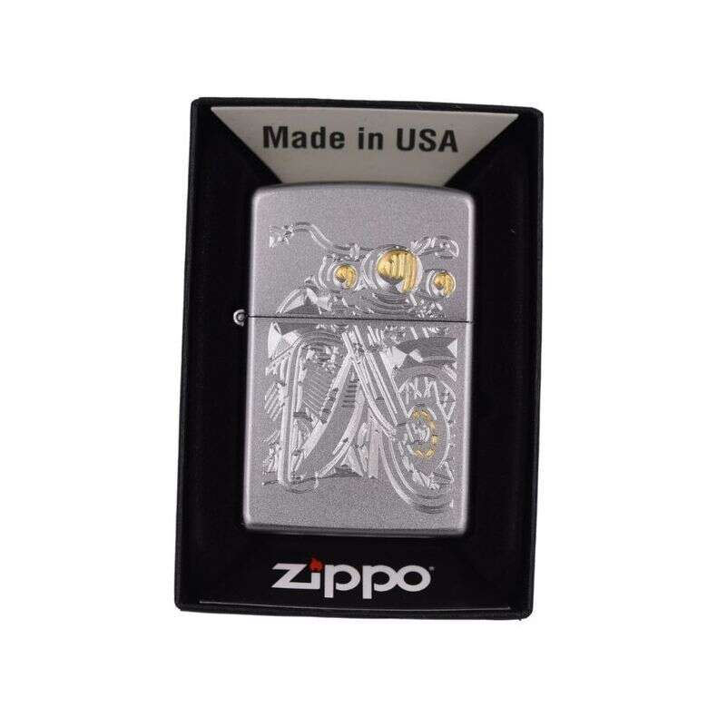 Zippo Satin Chrome Motorcycle Windproof Lighter, Lighter, - Outdoor Kuwait