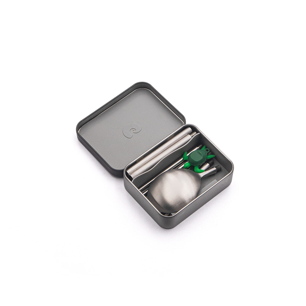 Outlery Full Set - Raw Silver, Reusable Cutlery,    - Outdoor Kuwait