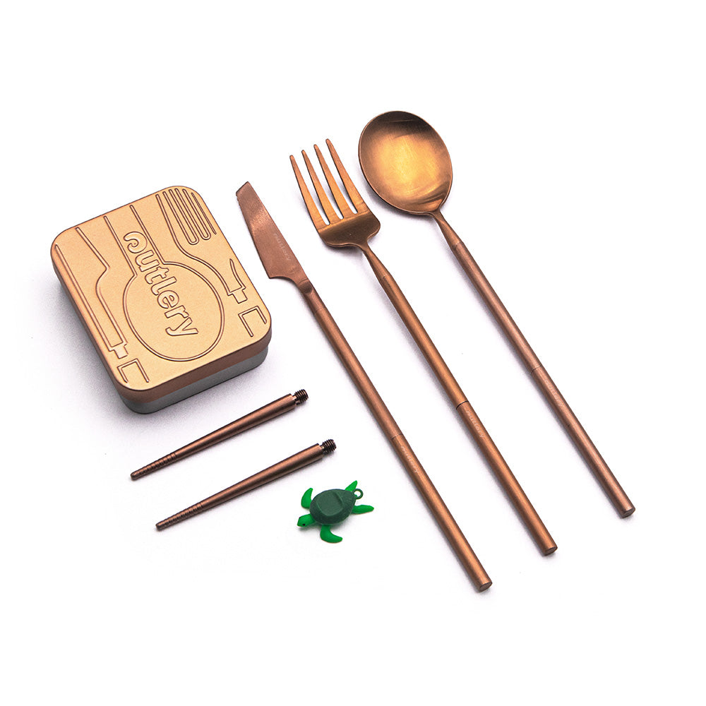 Outlery Full Set - Rose Gold, Reusable Cutlery,    - Outdoor Kuwait
