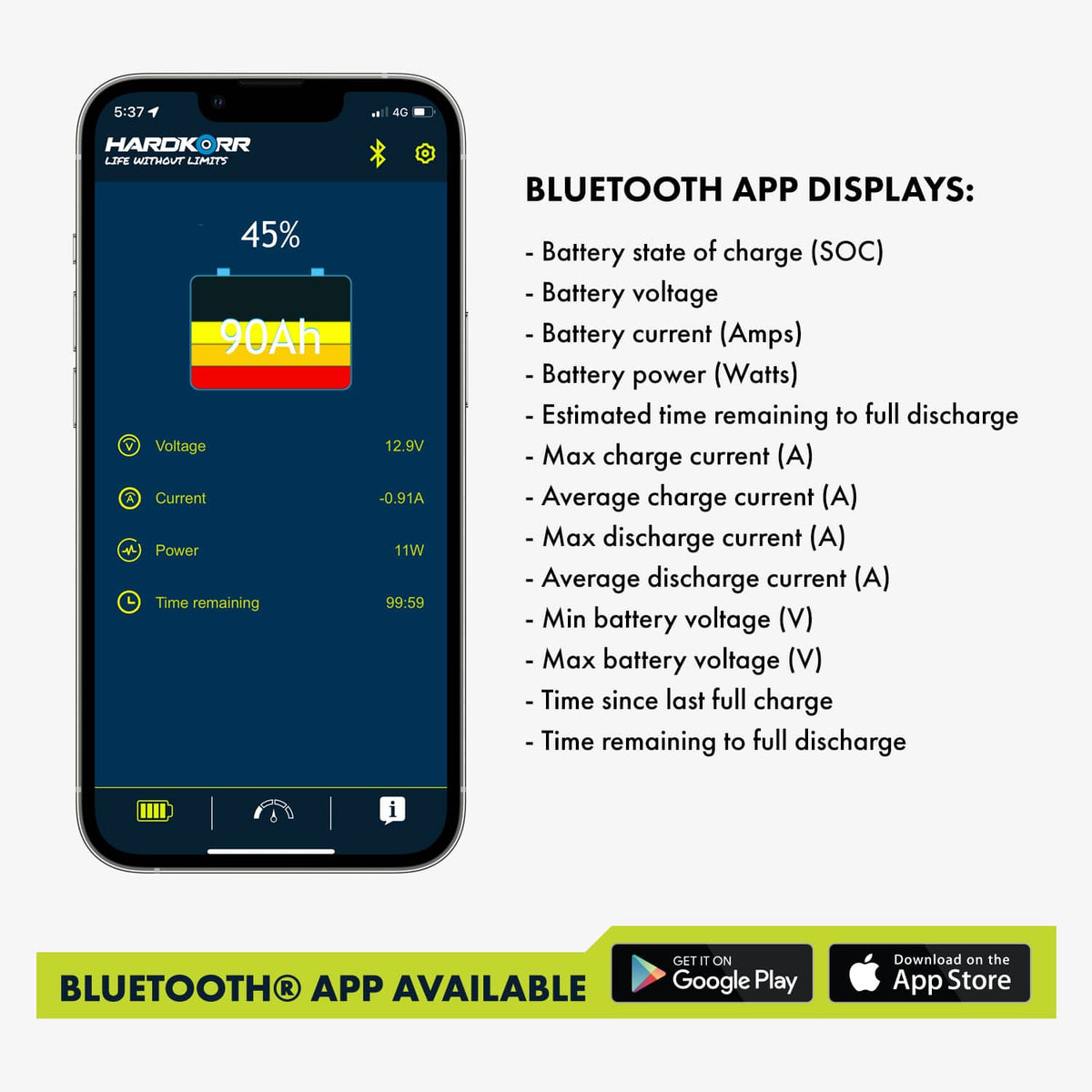 Hardkorr Bluetooth Battery Monitor With High - Precision 500A Shunt, ,    - Outdoor Kuwait