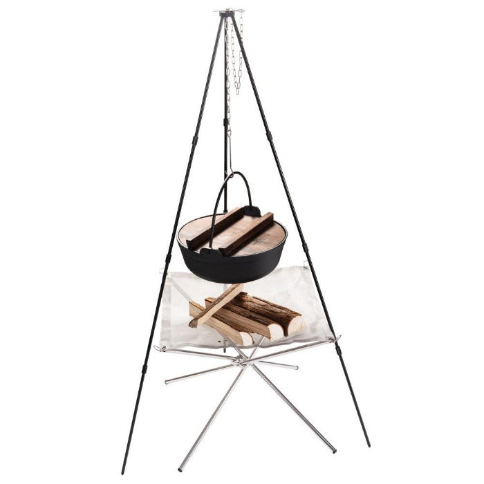 Campingmoon Fire Tripod Stand with Carrying Bag, Outdoor Grill Accessories, Black   - Outdoor Kuwait