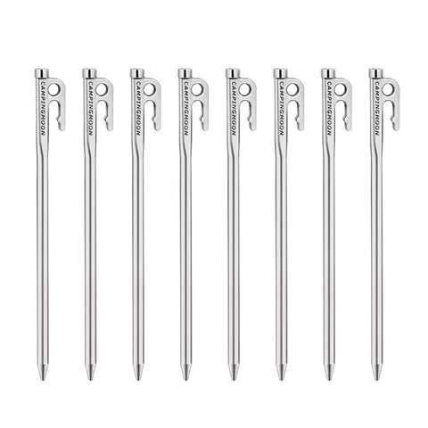 Campingmoon 8 Pieces Nail Pegs Stainless Steel - 30 cm-Camping Accessories-Outdoor.com.kw