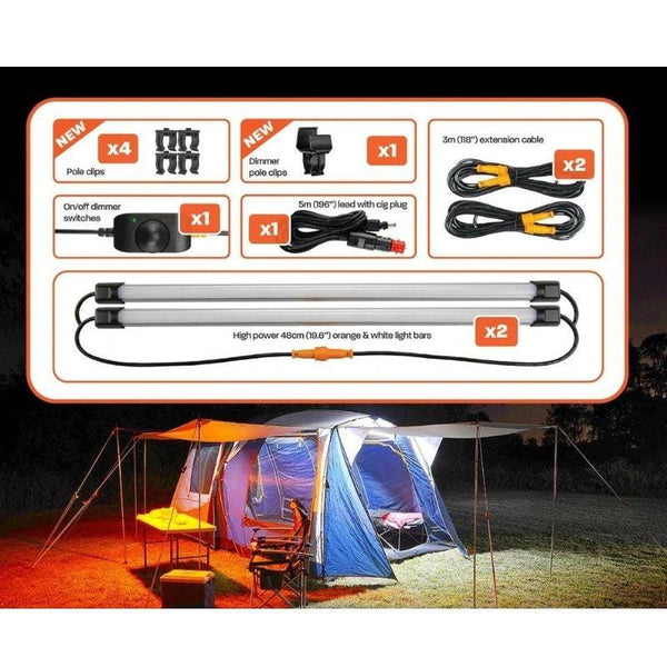 Hardkorr TriColour LED Camping Light Kit 2 Bars