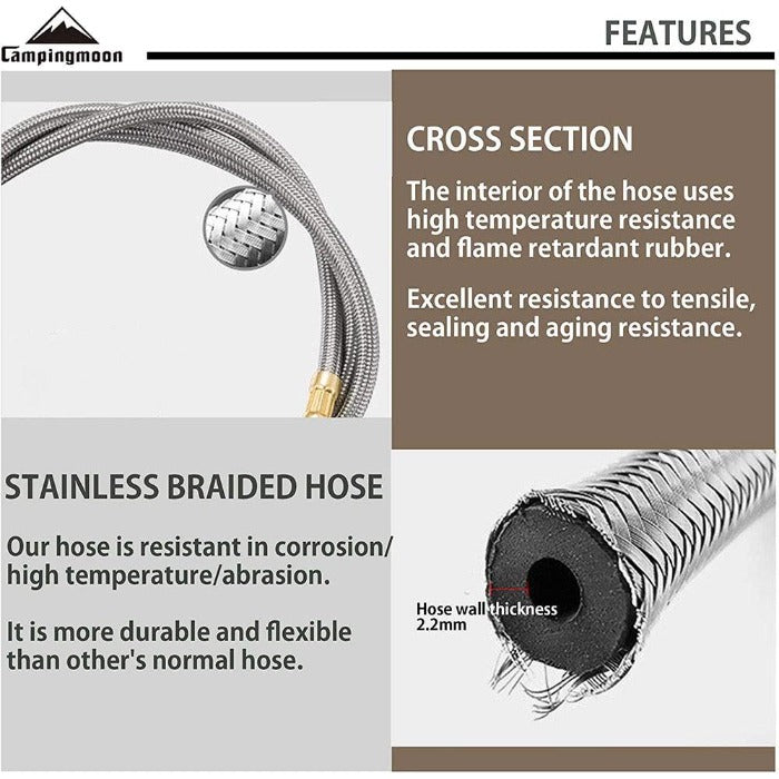Campingmoon 55 cm Gas Hose, Adapter, - Outdoor Kuwait