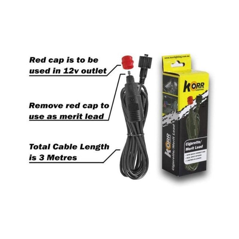 Hardkorr 3m Power Cable with 12v Cig/Merit Plug, Lights Accessories,    - Outdoor Kuwait